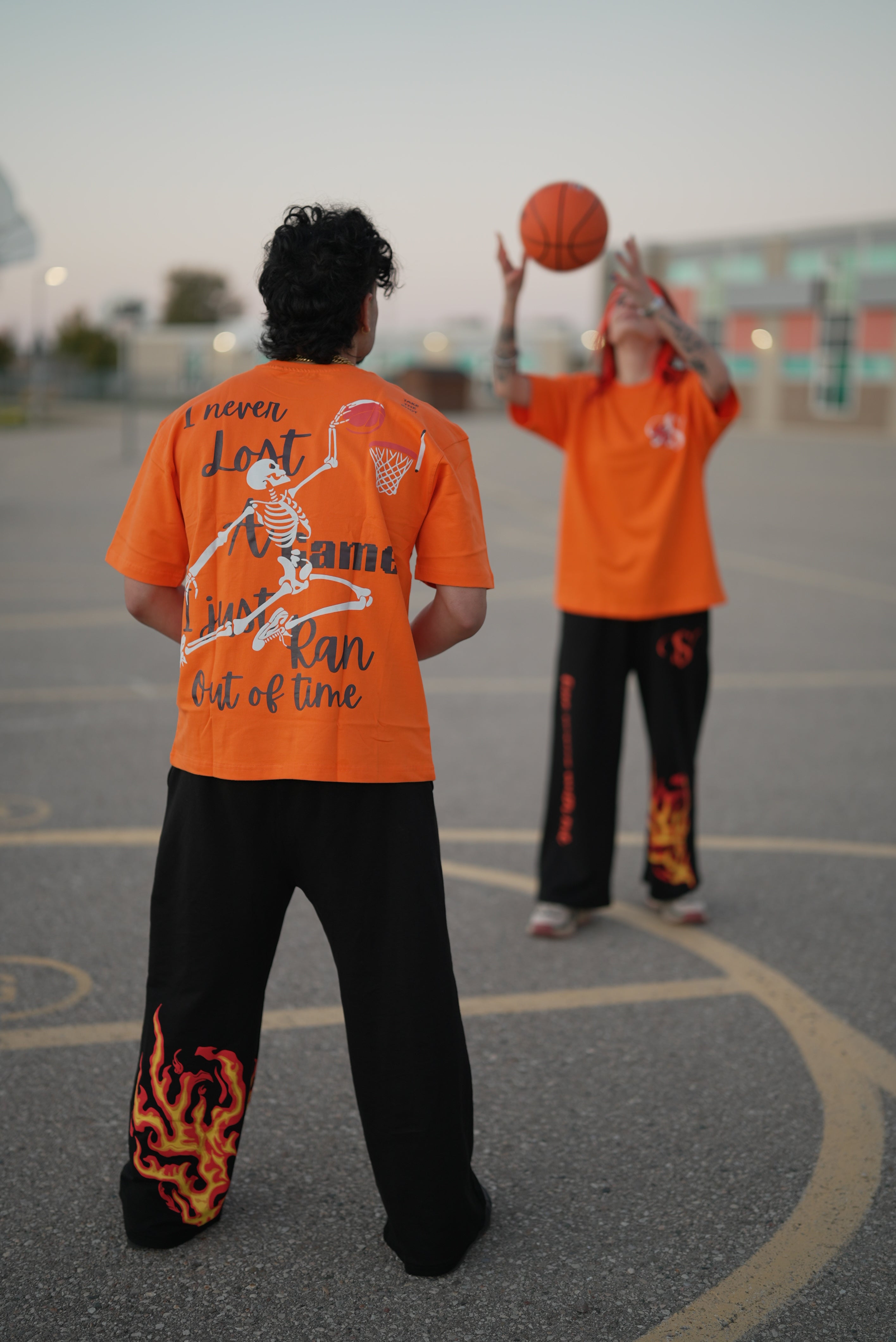 Orange Basketball Flame T-Shirt