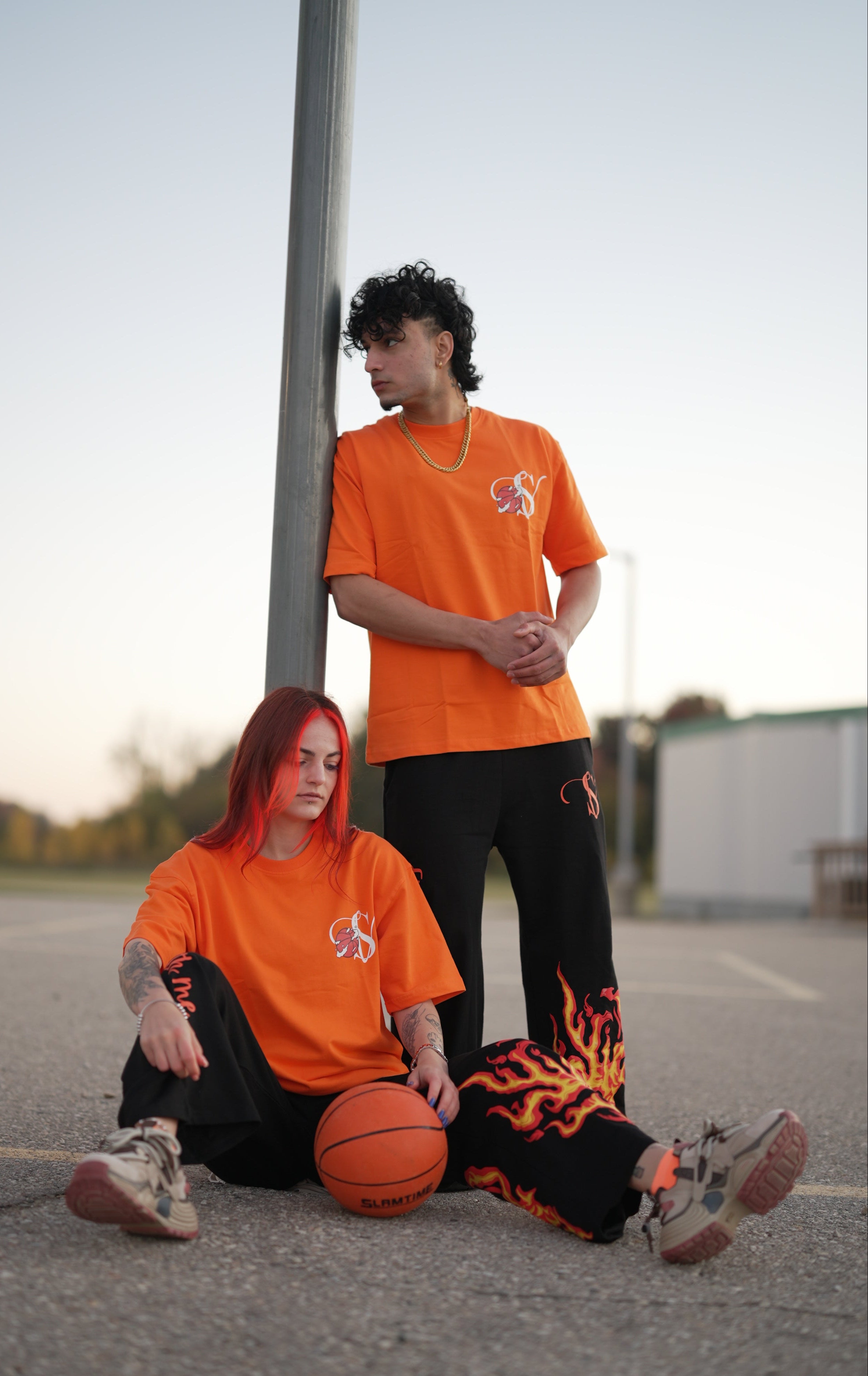 Orange Basketball Flame T-Shirt