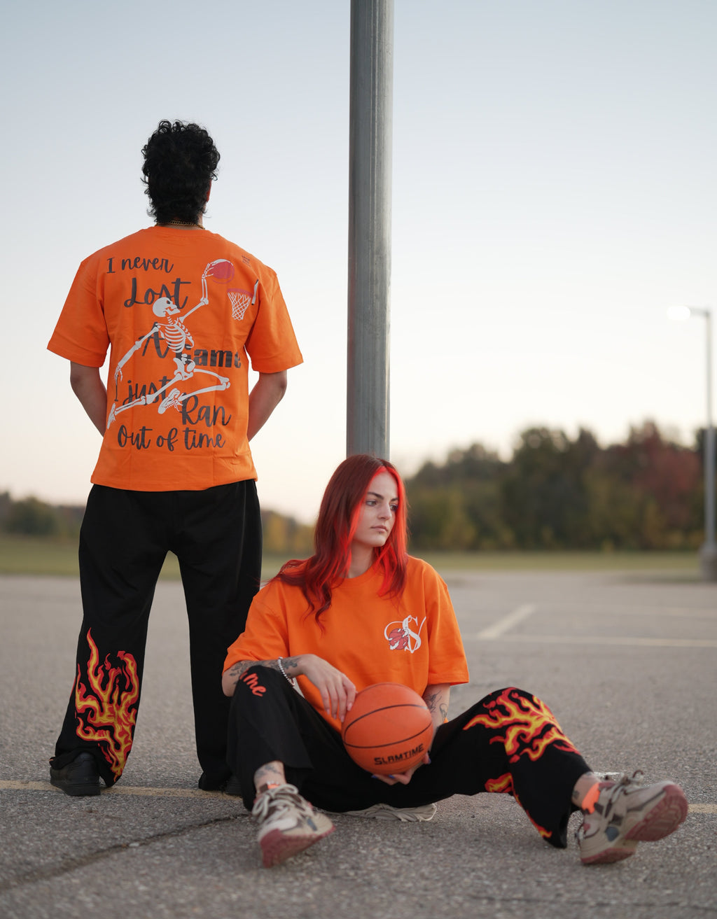 Orange Basketball Flame T-Shirt