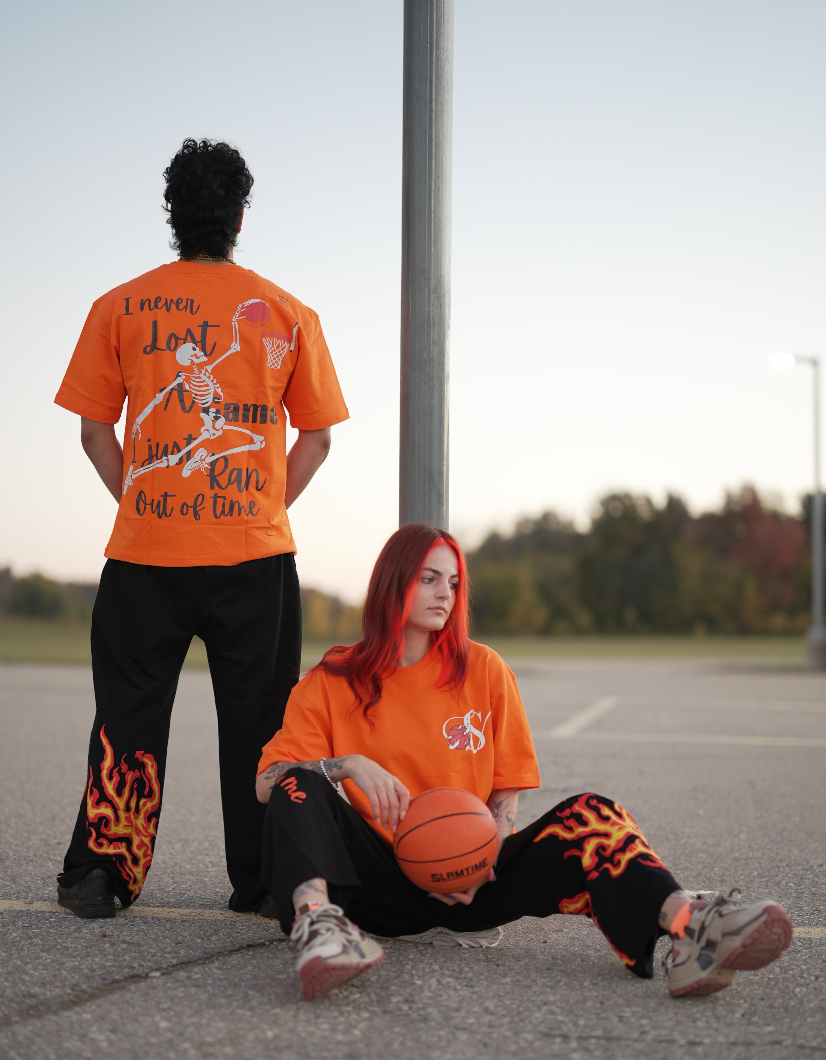 Orange Basketball Flame T-Shirt